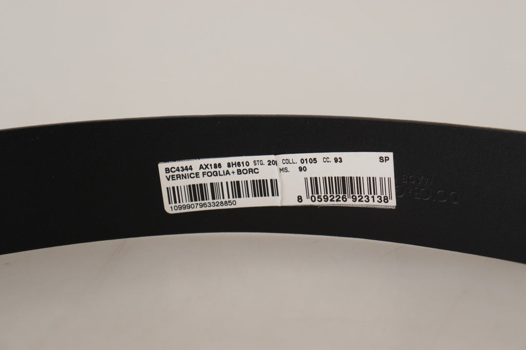 Dolce & Gabbana Blue Patent Leather Vernice Silver Logo Buckle Belt - Maison Luxe