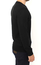 Ermanno Scervino Black Wool Blend V-neck Pullover Sweater