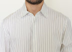 Ermanno Scervino White Black Striped Regular Fit Casual Shirt