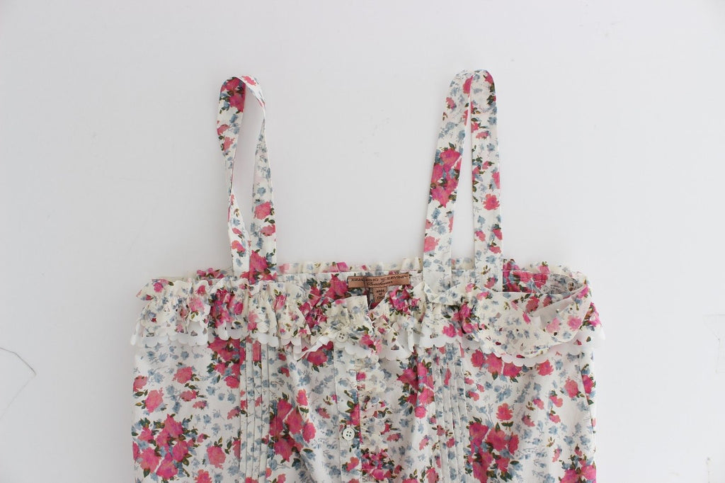 Ermanno Scervino Beachwear Pink Floral Beach Mini Dress Short