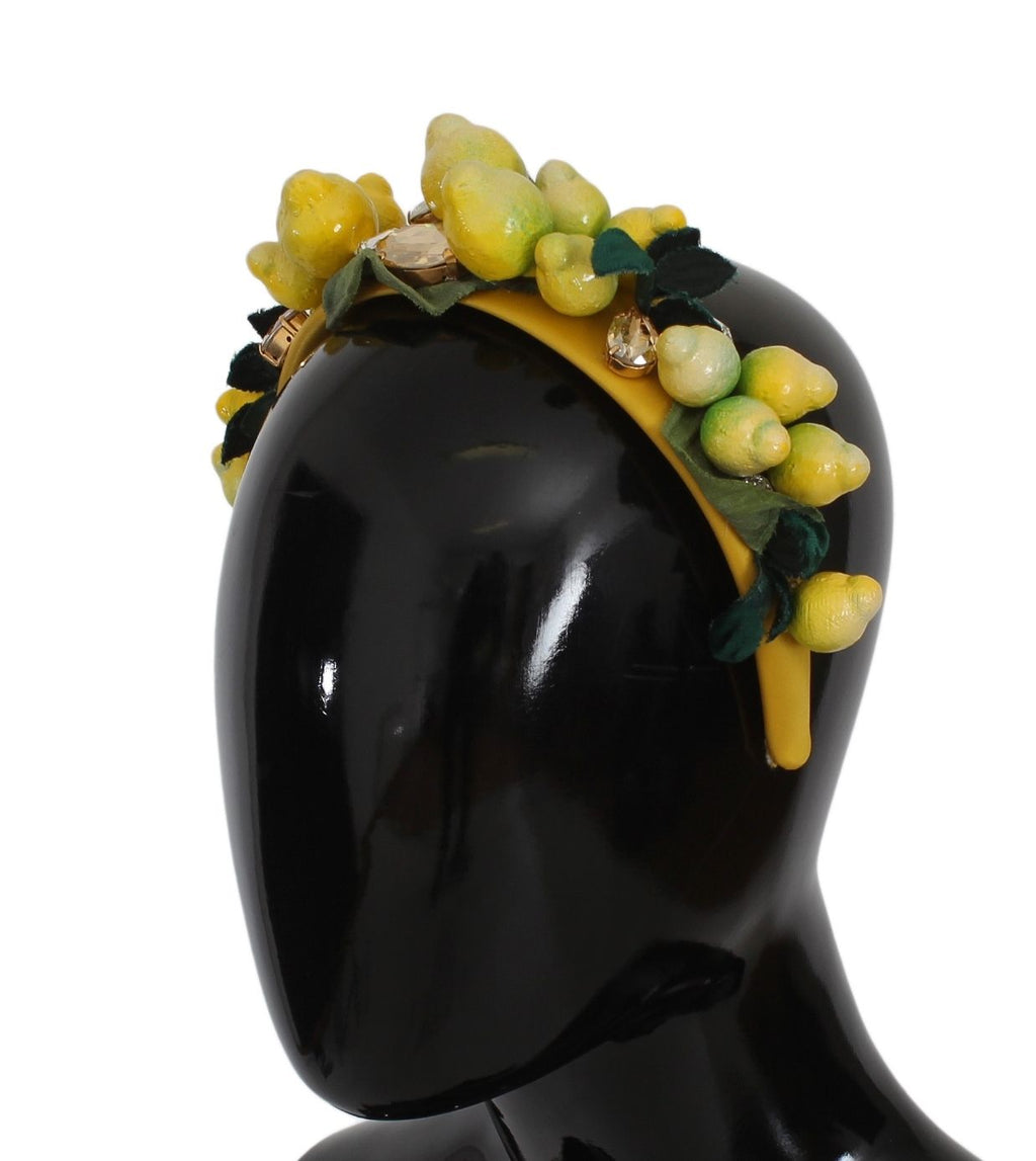 Dolce & Gabbana Yellow Lemons Sicily Crystal Diadem Tiara Headband - Maison Luxe