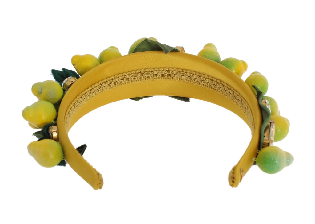 Dolce & Gabbana Yellow Lemons Sicily Crystal Diadem Tiara Headband - Maison Luxe