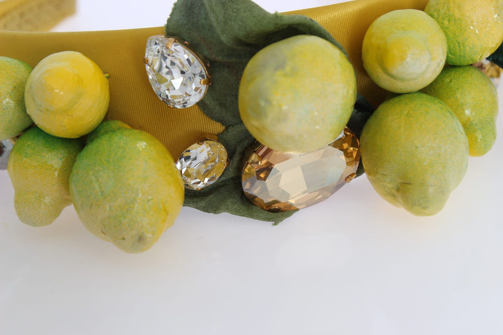 Dolce & Gabbana Yellow Lemons Sicily Crystal Diadem Tiara Headband - Maison Luxe