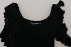 Dolce & Gabbana Black Tank Top Blouse Tassle Cotton Blouse