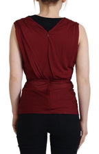Dolce & Gabbana Bordeaux Silk Stretch Top Vest Blouse