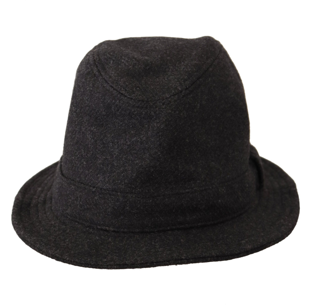 Dolce & Gabbana Gray Virgin Wool Logo Fedora Trilby Cappello Hat - Maison Luxe
