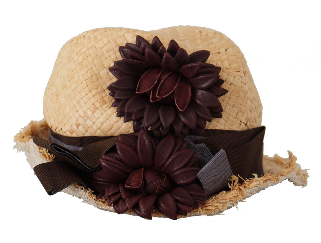 Dolce & Gabbana Yellow Ribbon Floral Embellished Straw Hat - Maison Luxe