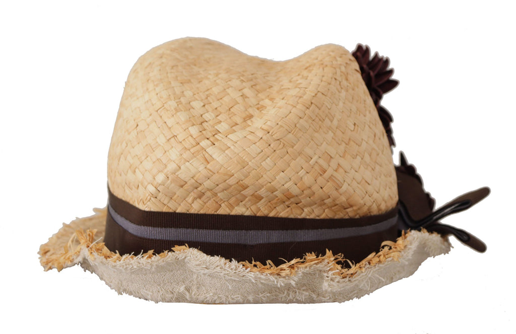 Dolce & Gabbana Yellow Ribbon Floral Embellished Straw Hat - Maison Luxe