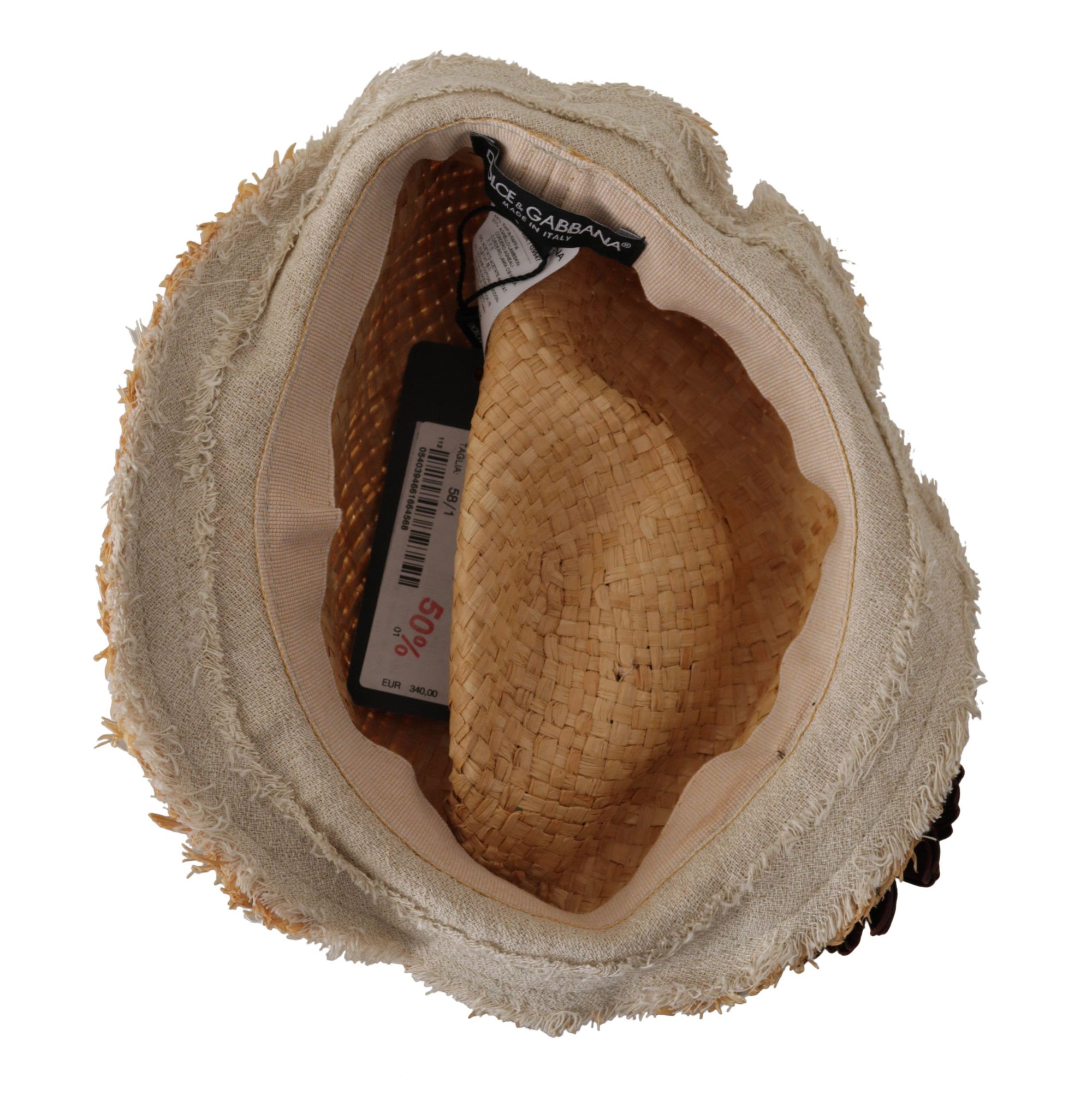 Dolce & Gabbana Yellow Ribbon Floral Embellished Straw Hat - Maison Luxe