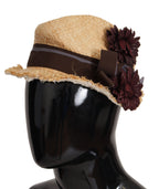 Dolce & Gabbana Yellow Ribbon Floral Embellished Straw Hat - Maison Luxe