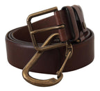 Dolce & Gabbana Brown Leather Gold Metal Buckle Carabiner Belt - Maison Luxe