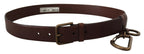 Dolce & Gabbana Brown Leather Gold Metal Buckle Carabiner Belt - Maison Luxe