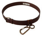 Dolce & Gabbana Brown Leather Gold Metal Buckle Carabiner Belt - Maison Luxe