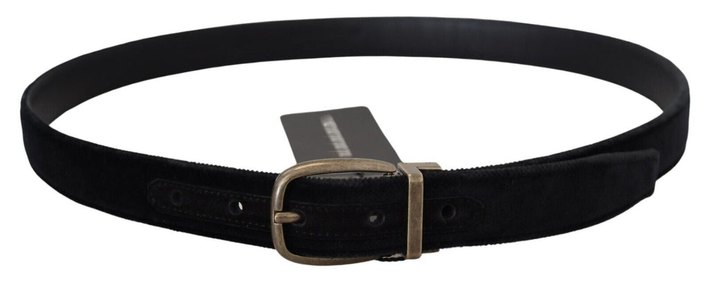 Dolce & Gabbana Black Velvet Leather Antique Metal Buckle - Maison Luxe