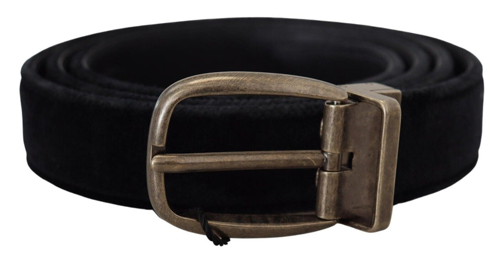 Dolce & Gabbana Black Velvet Leather Antique Metal Buckle - Maison Luxe