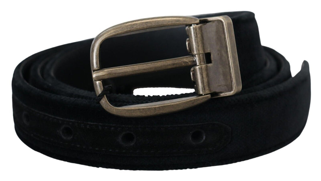 Dolce & Gabbana Black Velvet Leather Antique Metal Buckle - Maison Luxe