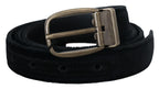 Dolce & Gabbana Black Velvet Leather Antique Metal Buckle - Maison Luxe