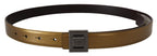 Dolce & Gabbana Gold Leather Silver Square Metal Buckle Belt - Maison Luxe