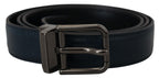 Dolce & Gabbana Blue Leather Silver Metal Buckle Vintage Belt - Maison Luxe
