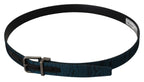 Dolce & Gabbana Blue Jacquard Moire Silver Metal Belt Men - Maison Luxe