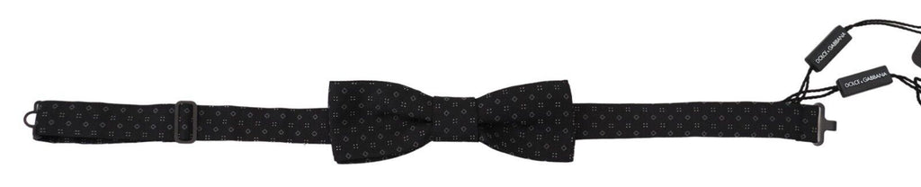 Dolce & Gabbana Black Pattern Silk Adjustable Neck Papillon Bow Tie - Maison Luxe