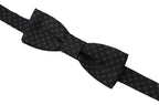 Dolce & Gabbana Black Pattern Silk Adjustable Neck Papillon Bow Tie - Maison Luxe