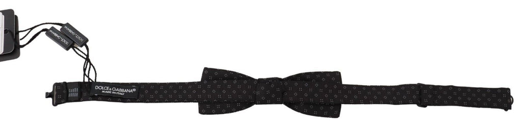 Dolce & Gabbana Black Pattern Silk Adjustable Neck Papillon Bow Tie - Maison Luxe