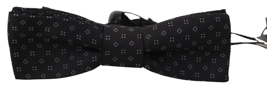 Dolce & Gabbana Black Pattern Silk Adjustable Neck Papillon Bow Tie - Maison Luxe