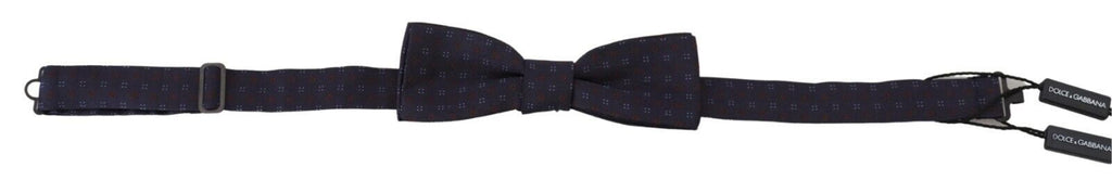 Dolce & Gabbana Blue Pattern Silk Adjustable Neck Papillon Bow Tie - Maison Luxe