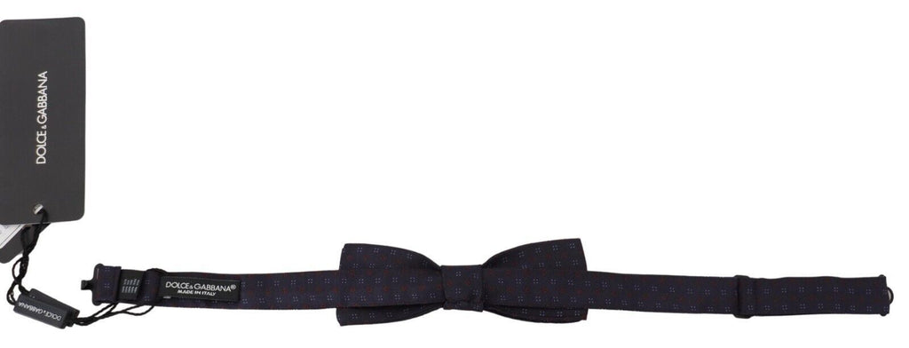 Dolce & Gabbana Blue Pattern Silk Adjustable Neck Papillon Bow Tie - Maison Luxe