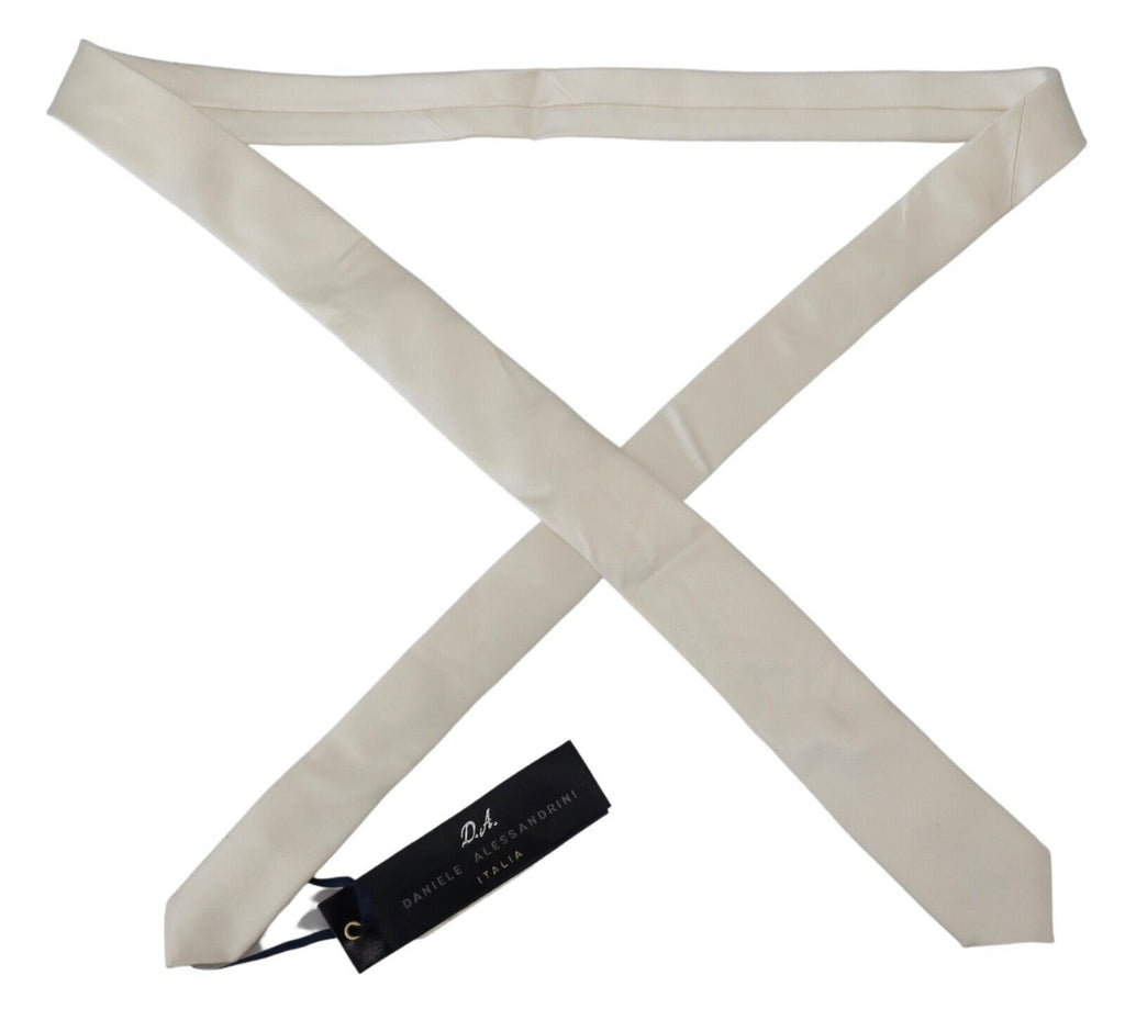 Daniele Alessandrini Off White Silk Men Necktie Adjustable Accessory Tie