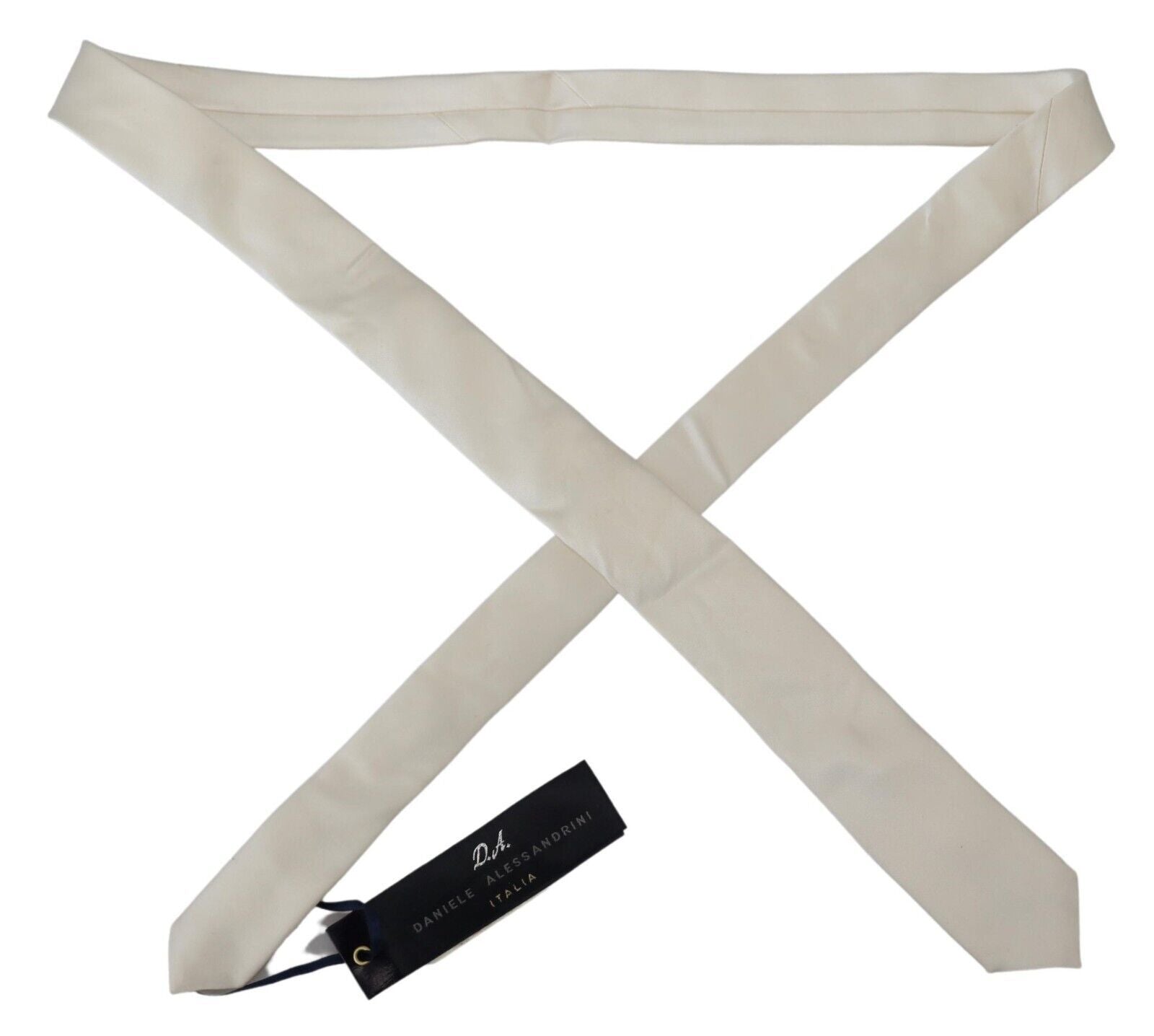 Daniele Alessandrini Off White Silk Men Necktie Adjustable Accessory Tie