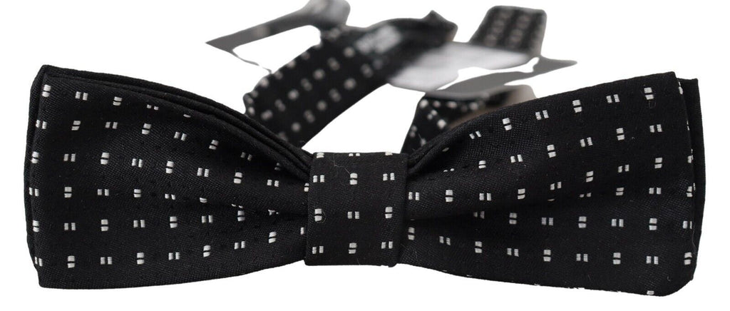 Dolce & Gabbana Black Silk Patterned Neck Papillon Accessory Bow Tie - Maison Luxe