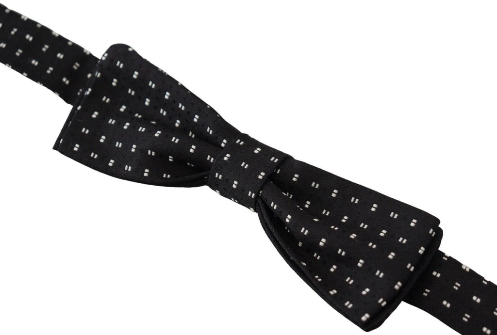 Dolce & Gabbana Black Silk Patterned Neck Papillon Accessory Bow Tie - Maison Luxe