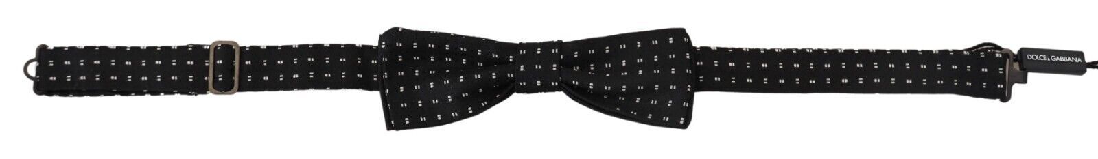 Dolce & Gabbana Black Silk Patterned Neck Papillon Accessory Bow Tie - Maison Luxe