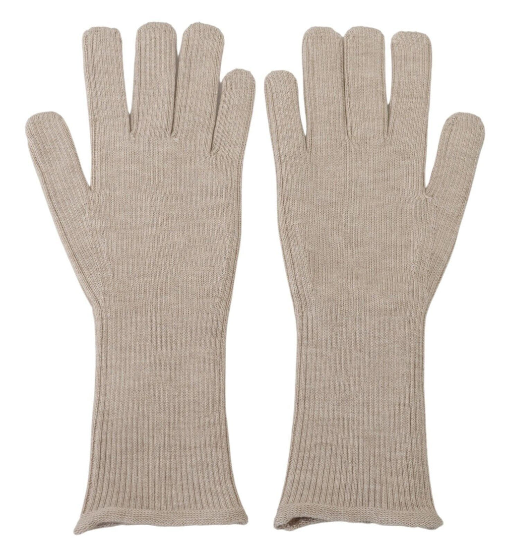Dolce & Gabbana Ivory Cashmere Silk Hands Mitten Mens Gloves - Maison Luxe