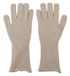 Dolce & Gabbana Ivory Cashmere Silk Hands Mitten Mens Gloves - Maison Luxe