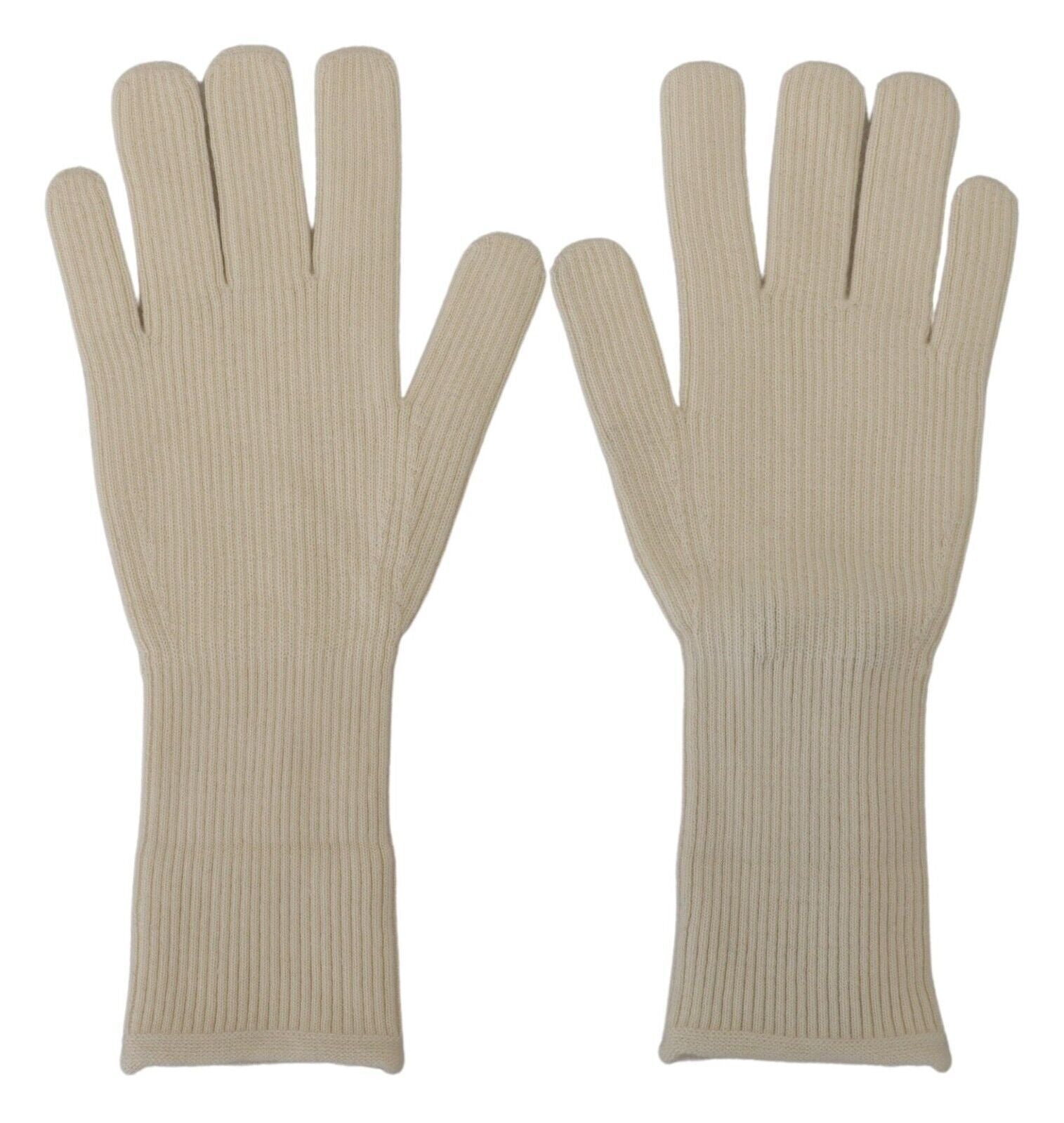 Dolce & Gabbana White Cashmere Knitted Hands Mitten Mens Gloves - Maison Luxe