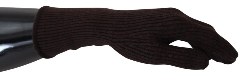 Dolce & Gabbana Brown Cashmere Silk Hands Mitten Mens Gloves - Maison Luxe