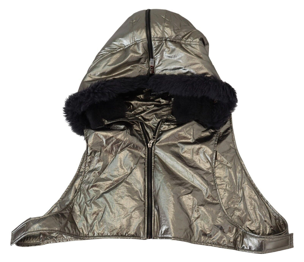 Dolce & Gabbana Silver Fur Whole Head Wrap Men Capello Nylon Hat - Maison Luxe
