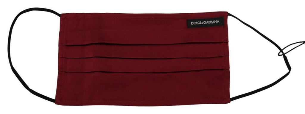 Dolce & Gabbana Maroon Silk Pleated Elastic Ear Strap One Size Face Mask - Maison Luxe