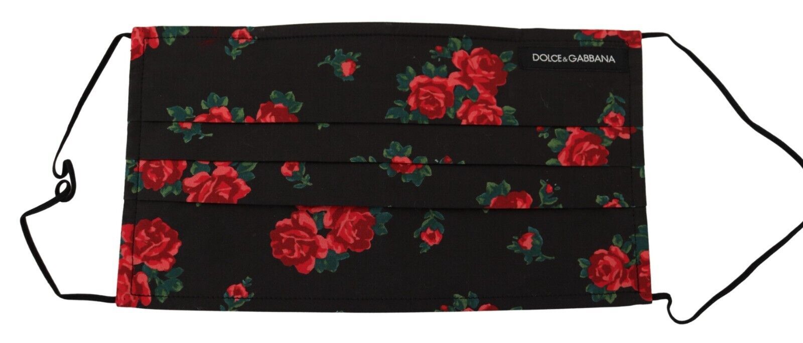 Dolce & Gabbana Black Floral Pleated Elastic Ear Strap One Size Face Mask - Maison Luxe