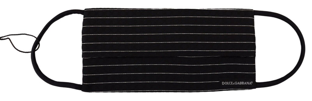 Dolce & Gabbana Black White Stripes Elastic Ear Strap One Size Face Mask - Maison Luxe