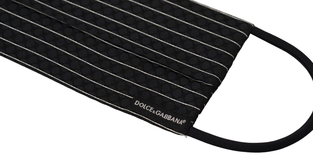 Dolce & Gabbana Black White Stripes Elastic Ear Strap One Size Face Mask - Maison Luxe