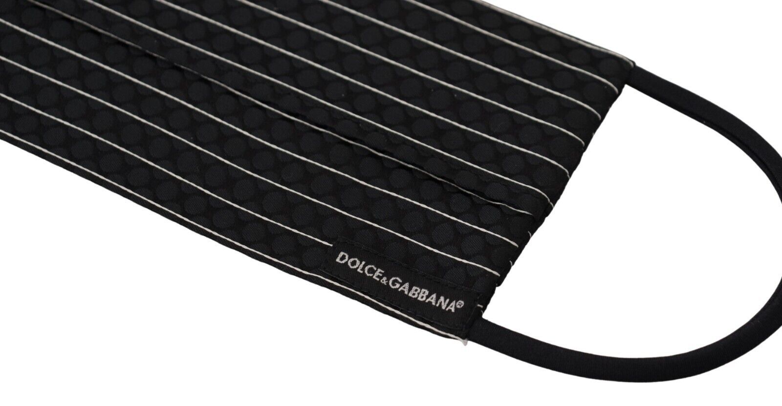 Dolce & Gabbana Black White Stripes Elastic Ear Strap One Size Face Mask - Maison Luxe