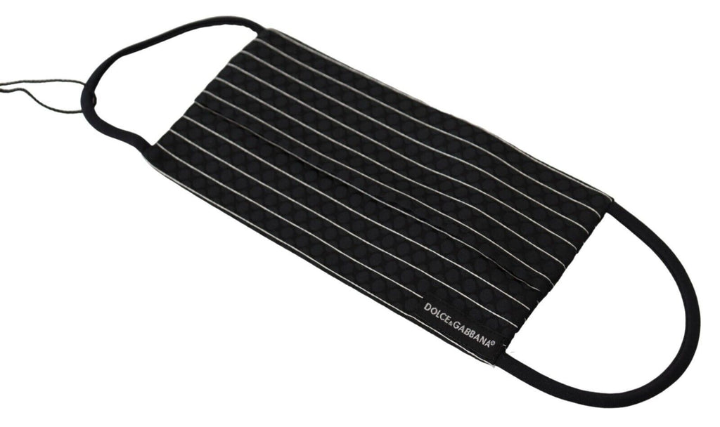 Dolce & Gabbana Black White Stripes Elastic Ear Strap One Size Face Mask - Maison Luxe
