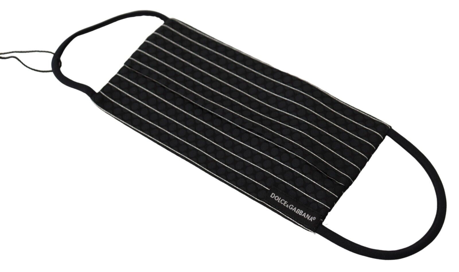 Dolce & Gabbana Black White Stripes Elastic Ear Strap One Size Face Mask - Maison Luxe