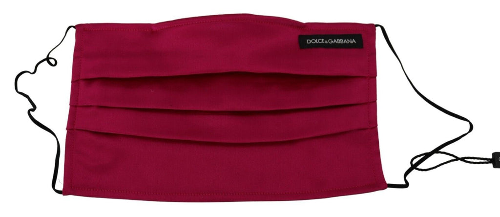 Dolce & Gabbana Maroon Silk Pleated Elastic Ear Strap One Size Face Mask - Maison Luxe