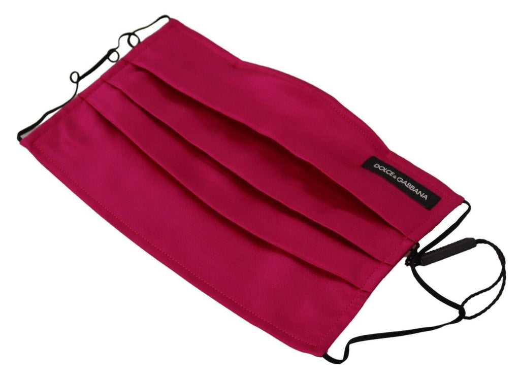 Dolce & Gabbana Maroon Silk Pleated Elastic Ear Strap One Size Face Mask - Maison Luxe