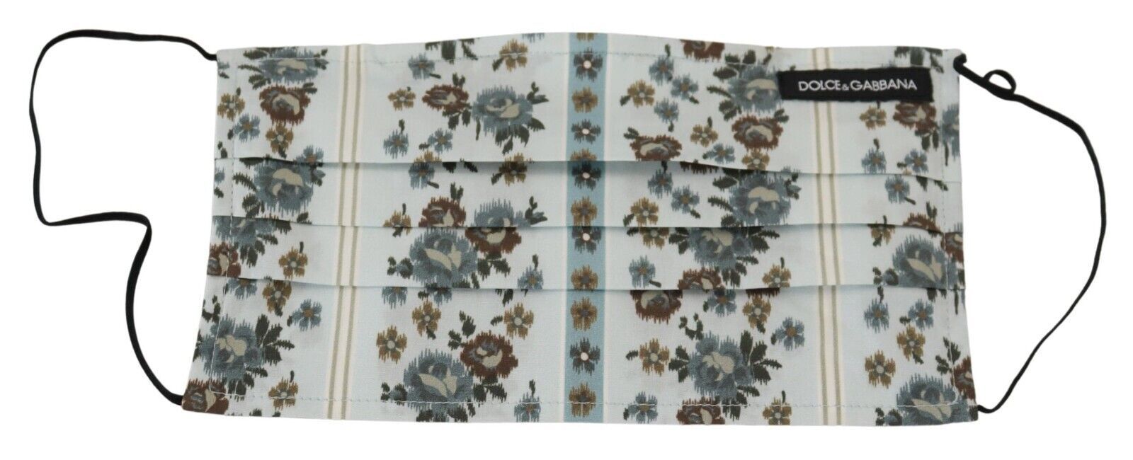 Dolce & Gabbana White Floral Cotton Pleated Elastic Ear Strap Face Mask - Maison Luxe